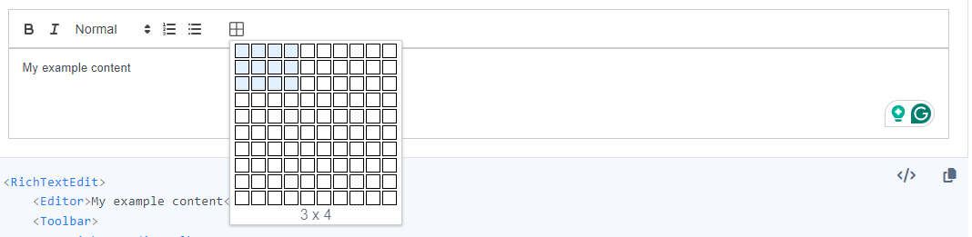 RichTextEdit Table Support